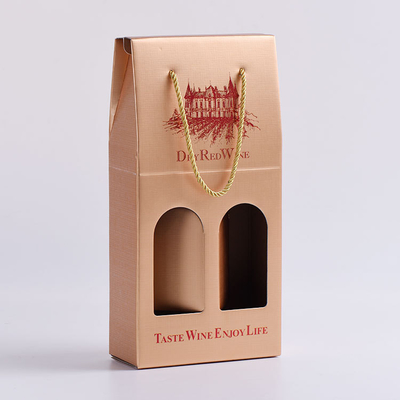 Beli Kotak Pembawa Kemasan Kertas Bergelombang Cetak Untuk Dua Botol Anggur Merah online manufacture