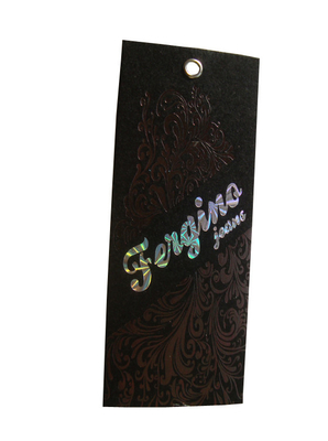 Beli Label Ayunan Kertas Hitam Kostum Kustom Personalisasi Logo Holografik Deboss online manufacture