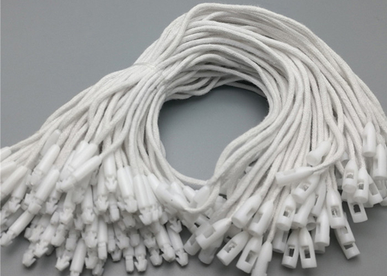 Harga yang bagus White Plastic Clohting Tag String Black Stock Hang Tag Dengan Bullet Clasp Manufacturer on line
