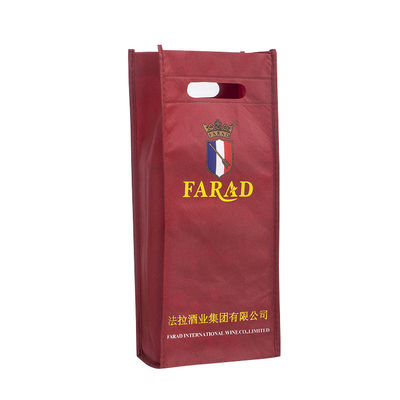 Beli Custom printed Non Woven Wine Bottle Bags Eco-Friendly Gift Packaging Untuk Anggur & Spirits online manufacture