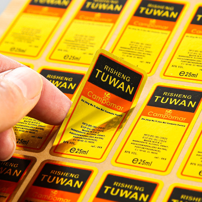 Beli Custom Printed Gold Foil Sticker Label Metallic yang diukir & Custom Metallic Sticker online manufacture