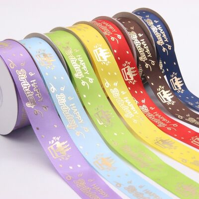 membeli Custom Gold Foil Logo Satin Ribbon ️ Ribbon Polyester Pribadi Untuk Pengemasan & Pembungkus Hadiah pembuatan online