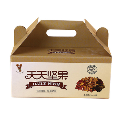 Beli Pesan Cetak F-Flute Corrugated Paper Packaging Carrier Box For Nuts online manufacture