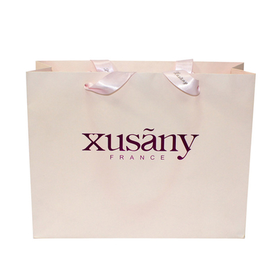 Harga yang bagus Tas Tote Euro Kertas Mewah Cetak Kustom Promosi Dengan Logo Foil Ungu on line