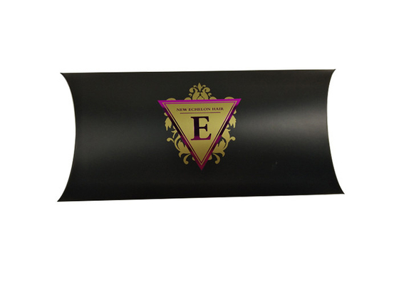 Harga yang bagus Kemasan Kotak Bantal Kertas Hitam Kustom Dengan Hot Stamping Purple Logo on line