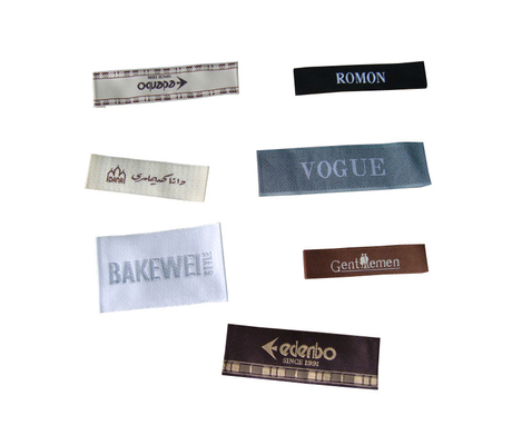 Harga yang bagus Dipesan Lebih Dahulu Lipat Woven Label T Shirt Label Taffeta Woven Fabric Label Merek Pakaian on line