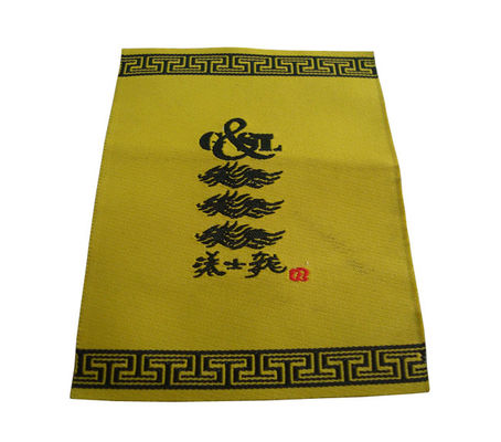 Pesan Tag Hem Tenun Kustom Label Selimut Tenun Potong Lurus Label Produk Harga
