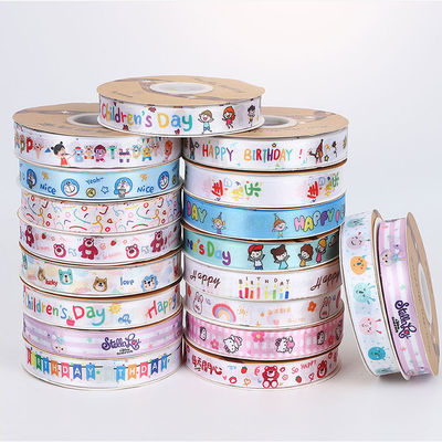 Harga yang bagus Logo Khusus Cetak Pita Satin    Ribbon Polyester Pribadi untuk Kemasan Hadiah on line
