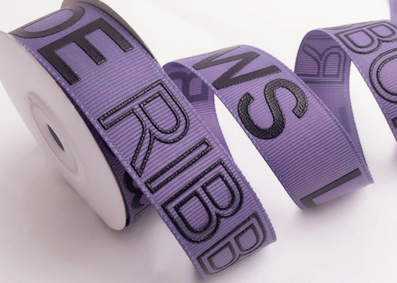 Harga yang bagus Pita Grosgrain Cetak Kustom yang Dipersonalisasi Dengan Logo 3D Timbul Untuk Merek Mewah on line