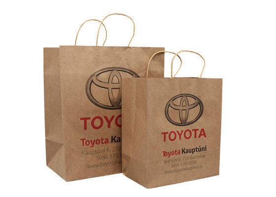 Tas Belanja Kertas Kraft Coklat Ramah Lingkungan Kustom Dengan Pemasok Pencetakan Logo